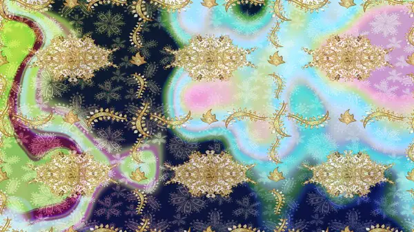 2019 Noel 'i, kar tanesi, yeni yıl. Tarafsız renklerde altın elementli klasik çizim kalıbı.