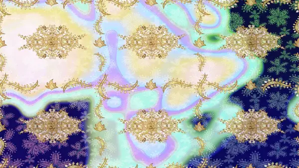 Nötr yerine altın rengi klasik barok çiçekleri. Lüks, kraliyet ve Viktorya dönemi konsepti. Süslü raster dekorasyonu. Tarafsız renklerde altın element.