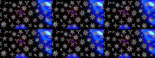 3D çiçekler, eskiz. Raster illüstrasyonu. Siyah renklerde.