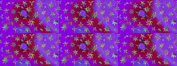 Elle boyanmış suluboya resim çizimleri, çiçekler ve bitkiler. Mor renkte çiçekler.