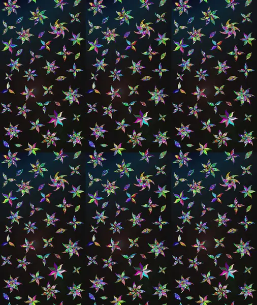 Raster illüstrasyonundaki çiçek desenli çizim. Gri renkli çiçekler.