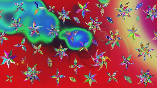 El çizimi. Çiçekli eskiz deseni. Kırmızı renkte çiçekler. Suluboya çizimi.