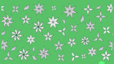 Tekstil için suluboya eskiz deseni. Şirin çiçekli, desenli, yeşil renkli bir eskiz deseni. El çizimi çiçek çizimi deseni (fayans)).