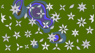 Nakış desenli çiçek deseni. Parmak izi, kumaş, duvar kâğıdı, tekstil için raster dokusu. Renkli grunge, yakut yeşil çiçeklerle soyut arkaplanı zenginleştirir.