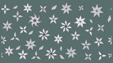 Şekil verilmiş çiçeklerle eskiz deseni. Çiçek deseni duvar kağıdı, desen dolguları ve web sayfası arka planı için kullanılabilir. Süslü zentangle çizim dokusu, soyut çiçeklerle süslenmiş..