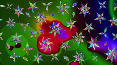 Vadinin yeşil renkli çiçekleri. Raster - stok. Eskiz arkaplan modeli. Suluboya, elle çizilmiş.