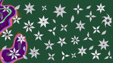 Yeşil renkli çiçekler. Renkli Bahar Teması eskiz kalıbı. Düz Çiçek Elementleri Tasarımı. Çiçekle çizim deseni.