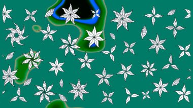 Çiçekli el çizimi çizimi deseni. Modern gösterişli mavi raster arka plan duvar kağıdı çizimi klasik çizgili iz sürme desenli çiçekler, çiçekli süsler.