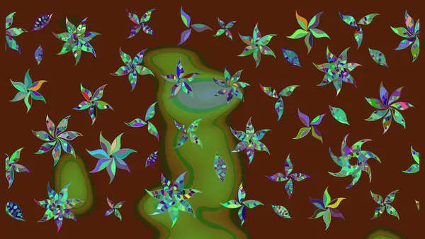 Kahverengi renkte çiçekli çiçek deseni. Suluboya tarzında kahverengi renkte çiçekler.