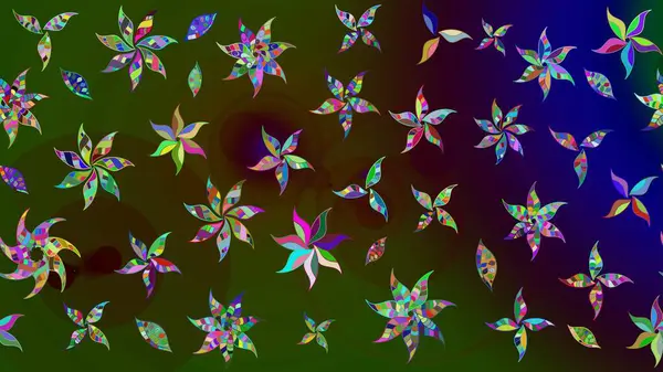 Raster suluboya çiçek deseni, narin çiçekler, yeşil çiçekler, tebrik kartı şablonu. Güzel kumaş deseni.