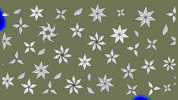 Hediye ambalaj kağıdı, tebrik kartları, posterler ve pankart tasarımı. Yeşil renkli çiçekler. Raster düz çiçek çizim deseni.