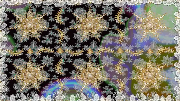 Kış sembolü, Mutlu Noeller, Mutlu yıllar 2019. Gri renkli Raster altın deseni. Soyut duvar kâğıdı, ambalaj dekorasyonu. Altın kar taneleri basit, pürüzsüz desen.