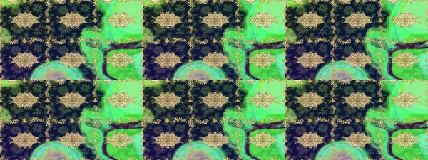 Klasik Raster altın desenini çiz. Klasik klasik klasik arka plan. Yeşil renkler ve altın elementler üzerine çizim. Raster illüstrasyonu. Geleneksel oryantasyon süsü.