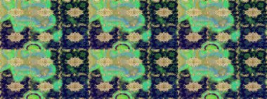 Yeşil renkte desen. Kına dövmeli süs çiçekleri, altın çıkartmalar, mehndi ve yoga tasarımı, kartlar ve parmak izleri. Raster Golden Mehndi eskiz kalıbı.