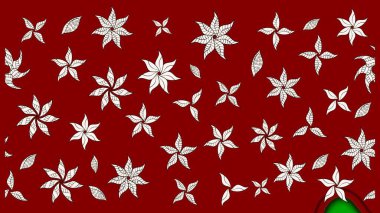 Raster illüstrasyonu. Kırmızı renkte karalamalı çiçek deseni çiz.