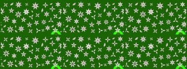 Yeşil renkler üzerine çiçek desenli çizimler, el yapımı papatyalar, papatyalar. Tekrarlayan çiçek arkaplanı, zarif yeşil çiçek duvar kağıdı.