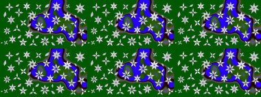 Kabile sanatı boho baskısı, klasik çiçek arkaplanı. Arkaplan dokusu, duvar kağıdı, yeşil renkli çiçek teması. Soyut etnik raster çizim kalıbı.