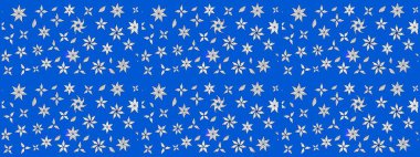 Yaz çiçekleri teması. Suluboya resim taklit Raster çizimi. El çizimi, soyut ve süslü elementler. Mavi renkler. Klasik çiçekler..