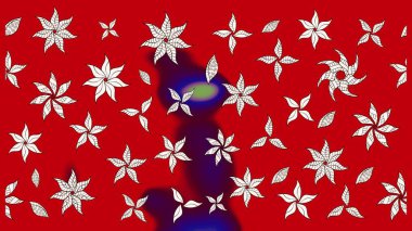 Raster illüstrasyonundaki çiçek desenli çizim. Suluboya tarzında kırmızı renkte çiçekler.