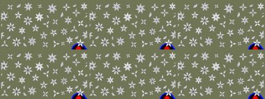 Klasik çiçekler. El çizimi, soyut ve süslü elementler. Yaz çiçekleri teması. Yeşil renkler. Suluboya resim taklit Raster illüstrasyonu.