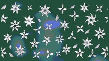 Robot resim. Raster illüstrasyonu. Yeşil renkli çiçekler. Şirin çiçek elementleri..