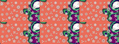 Raster illüstrasyonu. Çiçek süslemeli çizim deseni. Turuncu renkte çiçekler.