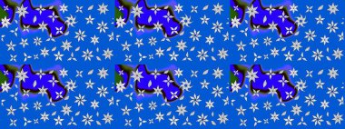 Renkli Bahar Teması eskiz kalıbı. Düz Çiçek Elementleri Tasarımı. Çiçekli çizim şekli. Mavi renkte çiçekler.