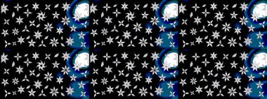 Düz Çiçek Elementleri Tasarımı. Zentangle soyut çiçekleri. Raster illüstrasyonu. Renkli Bahar Teması eskiz kalıbı. Karalama çiçeği. Şirin kumaş deseni.