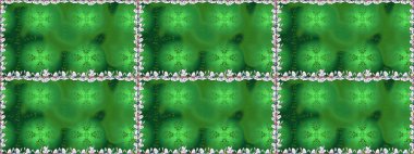 Çiçek desenleri yeşil renklerde, el yapımı papatyalar, papatyalar. Tekrarlayan çiçek arkaplanı, zarif yeşil çiçek duvar kağıdı.