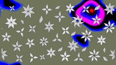 Raster illüstrasyonu. Yeşil renkte karalamalı çiçek deseni çiz.