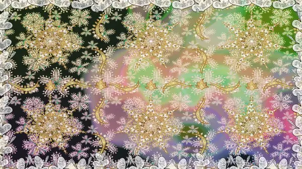 2019 Noel 'i, kar tanesi, yeni yıl. Tarafsız renklerde, altın elementlerle klasik, pürüzsüz desen.