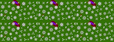 Çizim çiçek deseni duvar kâğıdı olarak kullanılabilir. Yeşil renkli çiçekler. Raster illüstrasyonu.