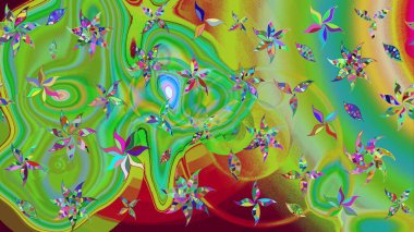 Yeşil renkli çiçekler. Çiçek desenli eskiz. Tişört baskısı için çiçek boyama rasteriName.