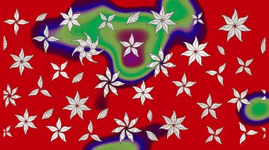 Düz Çiçek Elementleri Tasarımı. Kırmızı renkte çiçekler. Renkli Bahar Teması eskiz kalıbı. Güzel çiçek deseni..