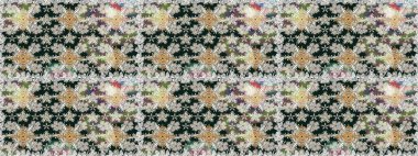 Tarafsız renklerde. Hint süsü. Renkli süs kenarı. Raster illüstrasyonu. Kusursuz desen. Çiçek duvar kağıdı.