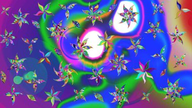 Mavi renkte etnik çiçeklerle süslenmiş zarif bir eskiz. Raster Çiçek İllüstrasyonu güzel tekstil..