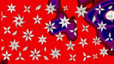 Halk tarzı. Parlak renkli çiçekli ve kırmızı yapraklı harika bir çiçek deseni. Modern çiçek arkaplanı. Moda baskıları için zarif bir şablon.