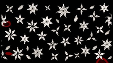 Tropik çiçekler. Siyah renkli çiçekler. Gömlek çizimi Arkaplan Deseni.