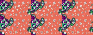 Küçük çiçekteki sevimli çiçek deseni. Turuncu renkte çiçekler.