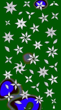 Raster suluboya çiçek deseni, narin çiçekler, yeşil çiçekler, tebrik kartı şablonu. Raster Güzel kumaş deseni.