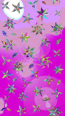 Çiçek desenli çizim. Raster illüstrasyonu. Asya tekstil tarzında. Güzel kumaş deseni. Renkli Bahar Teması eskiz kalıbı. Düz Çiçek Elementleri Tasarımı.