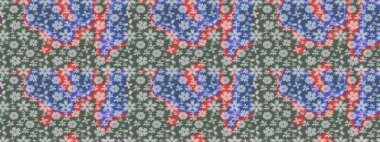 Çiçekli karalama şeklinde Raster çiçek deseni. Nazik, sevimli çiçek arkaplanı. Yeşil renkte çiçekler.