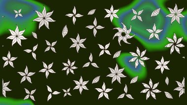 Raster illüstrasyonu. Gri renklerde bahar çiçekleri. Raster çiçek desenli ve çiçekli..