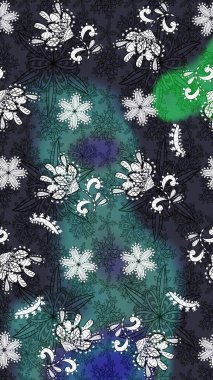 Sevimli çiçek raster deseni. Gri renkli çiçekler. Sketch Colour Spring Theme eskiz kalıbı. Düz Çiçek Elementleri Tasarımı.