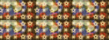 Tomurcukları papatya çiçekleri olan sevimli bir çiçek deseni. Miles Fleur, süslü püslü bir süs. Eskiz geçmişi. Eski usul. Raster illüstrasyonu. Kumaş, tekstil ve duvar kağıdı baskısı için..