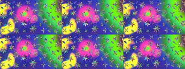 Çiçekli, yapraklı, çiçek desenli eskiz. Raster illüstrasyonu. El çizimi.