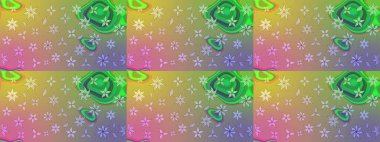 Renkli Bahar Teması eskiz kalıbı. Raster. Düz Çiçek Elementleri Tasarımı.