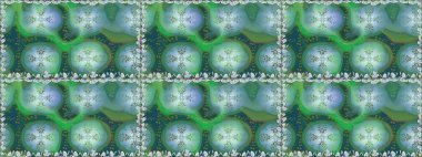 Raster çiçek izi. Raster Yumuşak kumaş deseni. Çiçek yeşili, pürüzsüz desen. Klasik taslak çizimi.