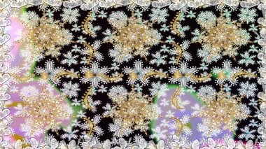 Kusursuz kıvırcık saçlar. Doğulu stil, altın elementlerle altın rengi nötr renkte arabesk yapar. Raster altın desen.