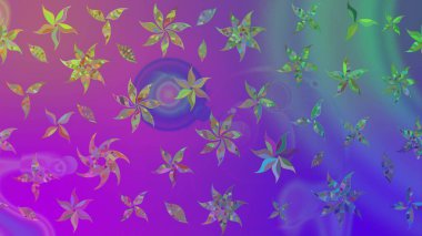 Mor renklerde. Çiçek buketleriyle klasik bir eskiz şekli. Raster illüstrasyonu.